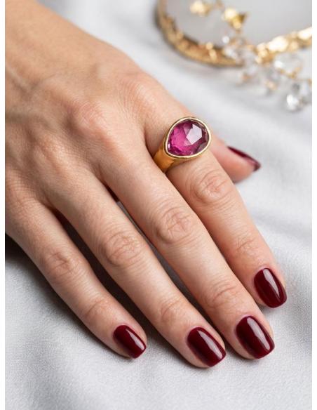 ANILLOS INVITADA Y MADRINA DE BODA GOTA BUGAMBILIA | JOYA BAÑO ORO