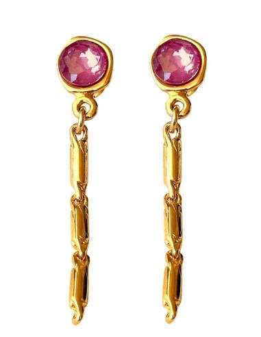 PENDIENTES BUGAMBILIAS LARGOS PARA BODA Y GALA | BAÑO DE ORO