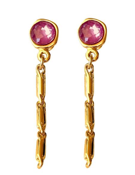 PENDIENTES BUGAMBILIAS LARGOS PARA BODA Y GALA | BAÑO DE ORO