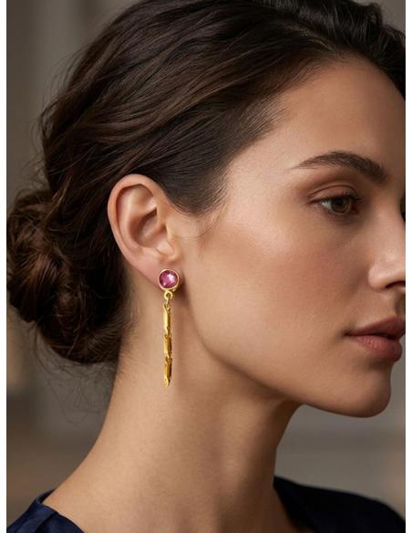 PENDIENTES BUGAMBILIAS LARGOS PARA BODA Y GALA | BAÑO DE ORO