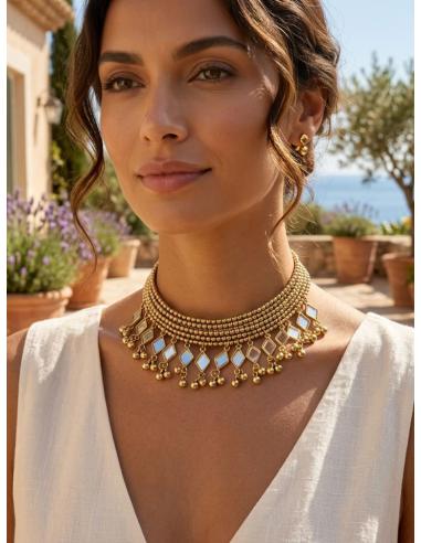 CHOKER DORADO DE FIESTA Y BODA LOOK INVITADA | COLLAR MUJER