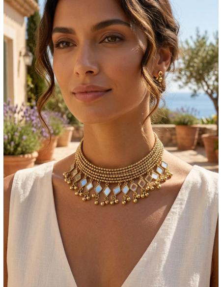 CHOKER DORADO DE FIESTA Y BODA LOOK INVITADA | COLLAR MUJER