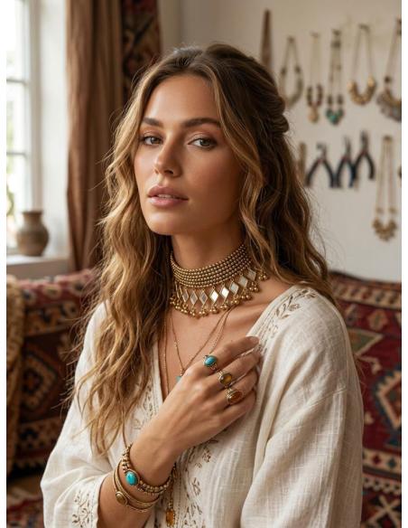 CHOKER DORADO DE FIESTA Y BODA LOOK INVITADA | COLLAR MUJER