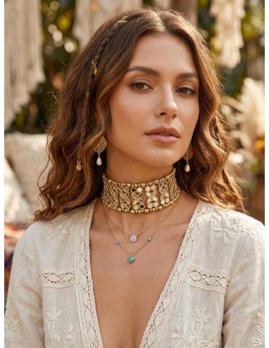 CHOKER FIESTA DORADO CON ESPEJOS MUY FAVORECEDOR | COLLAR MUJER