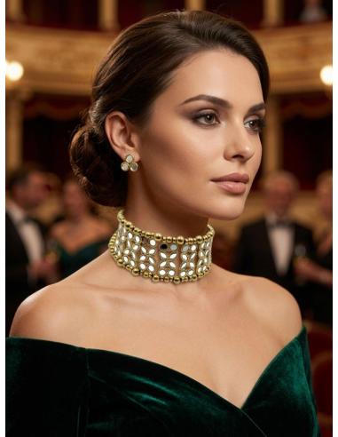 CHOKER FIESTA DORADO CON ESPEJOS MUY FAVORECEDOR | COLLAR MUJER