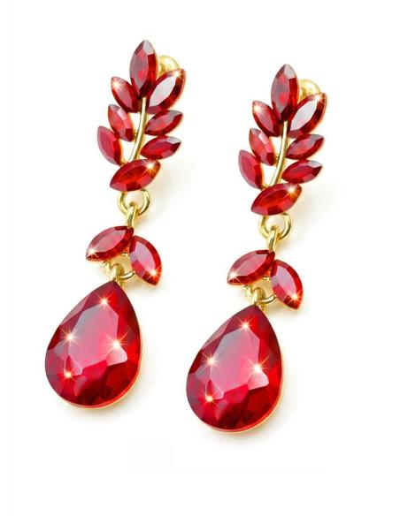 PENDIENTES LARGOS MUJER ROJOS DE CRISTAL PARA BODA