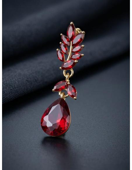 PENDIENTES LARGOS MUJER ROJOS DE CRISTAL PARA BODA