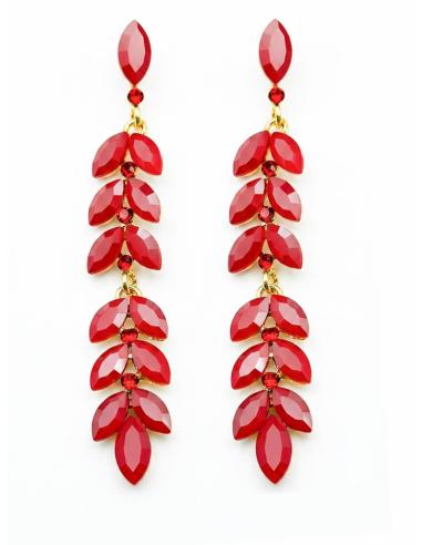 PENDIENTES LARGOS MUJER ROJOS DE CRISTAL PARA BODA
