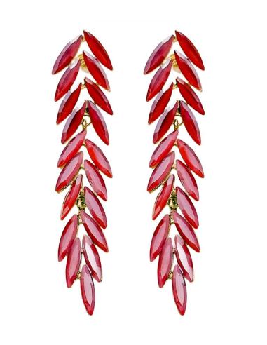 PENDIENTES LARGOS MUJER ROJOS DE CRISTAL PARA BODA
