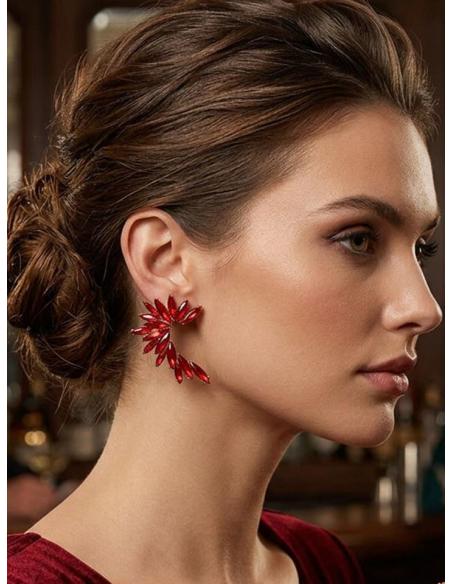 PENDIENTES LARGOS MUJER ROJOS DE CRISTAL PARA BODA