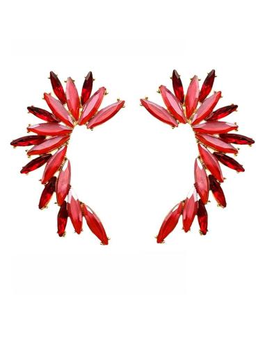 PENDIENTES LARGOS MUJER ROJOS DE CRISTAL PARA BODA