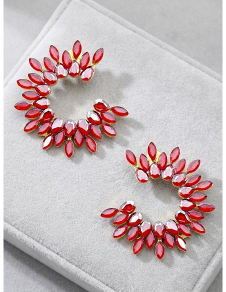PENDIENTES LARGOS MUJER ROJOS DE CRISTAL PARA BODA