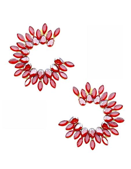 PENDIENTES LARGOS MUJER ROJOS DE CRISTAL PARA BODA