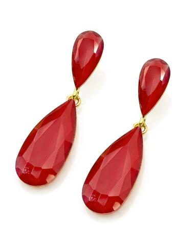 PENDIENTES LARGOS MUJER ROJOS DE CRISTAL PARA BODA