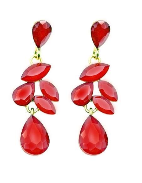 PENDIENTES LARGOS MUJER ROJOS DE CRISTAL PARA BODA