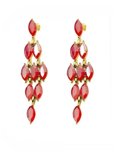 PENDIENTES LARGOS MUJER ROJOS DE CRISTAL PARA BODA