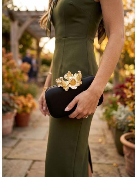 BOLSOS MUJER NEGROS CON CIERRE ORQUIDEA Y PERLA | EVENTO INVIERNO