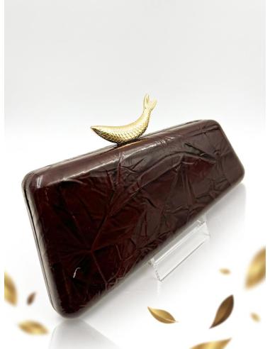 BOLSO FIESTA ORIGINAL MARRON CON CIERRE PEZ DORADO | BODA INVIERNO