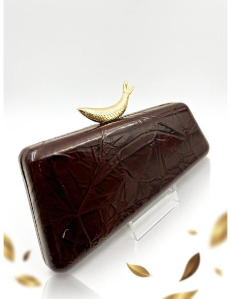 BOLSO FIESTA ORIGINAL MARRON CON CIERRE PEZ DORADO | BODA INVIERNO