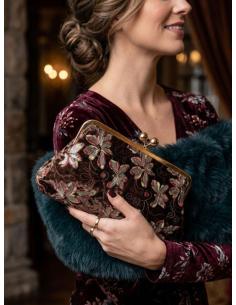 BOLSO FIESTA MARRON ESTAMPADO DE INVITADA EVENTOS | VINTAGE TERCIOPELO TAPICERIA 2