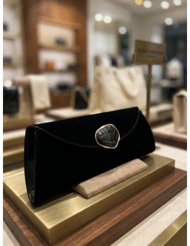 BOLSOS FIESTA NEGROS CARTERA CON CIERRE PIEDRA | INVITADAS