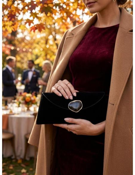 BOLSOS FIESTA NEGROS CARTERA CON CIERRE PIEDRA | INVITADAS