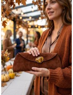 BOLSOS DE MODA MARRON TEJA CARTERA FIESTA | BODA DE INVIERNO 2
