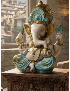 FIGURA DECORATIVA PARA EL HOGAR GANESHA AZUL | BOHO IBICENCO 2