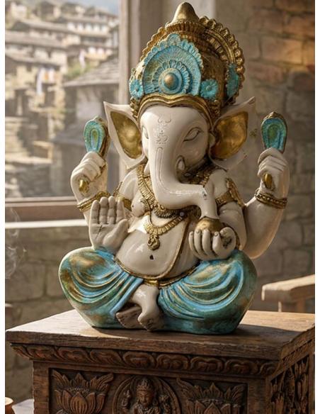 FIGURA DECORATIVA PARA EL HOGAR GANESHA AZUL | BOHO IBICENCO