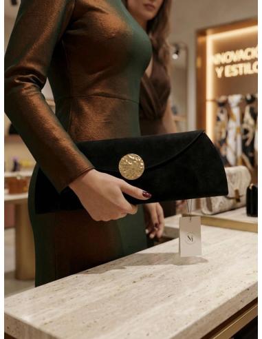 BOLSO NEGRO DE FIESTA Y NOCHE CARTERA TERCIOPELO | MUJER EVENTO
