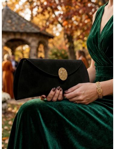 BOLSO NEGRO DE FIESTA Y NOCHE CARTERA TERCIOPELO | MUJER EVENTO
