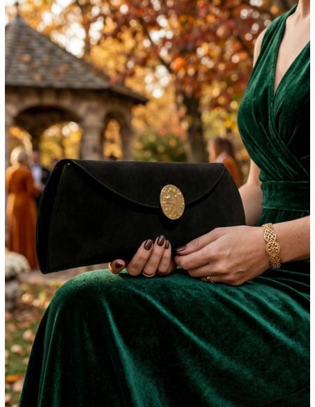 BOLSO NEGRO DE FIESTA Y NOCHE CARTERA TERCIOPELO | MUJER EVENTO
