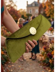 BOLSO MUJER VERDE MUSGO CARTERA TERCIOPELO | INVITADA BODA Y FIESTA 2
