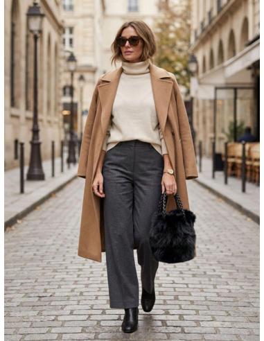 BOLSO NEGRO DE PELO EFECTO VISON Y ASAS CORTAS PARA INVIERNO | MODA ELEGANTE MUJER