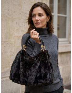 BOLSO PELO efecto VISON MARRON CHOCOLATE MODA URBANA | OTOÑO INVIERNO 2