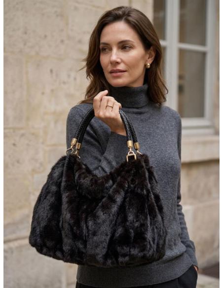 BOLSO PELO efecto VISON MARRON CHOCOLATE MODA URBANA | OTOÑO INVIERNO