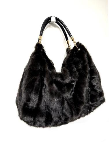 BOLSO PELO efecto VISON MARRON CHOCOLATE MODA URBANA | OTOÑO INVIERNO