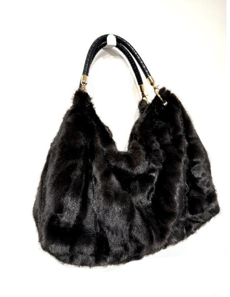 BOLSO PELO efecto VISON MARRON CHOCOLATE MODA URBANA | OTOÑO INVIERNO