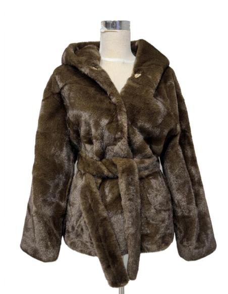 CHAQUETON MARRON DE PELO EFECTO VISON ELEGANTE | OTOÑO INVIERNO