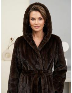 CHAQUETON MARRON DE PELO EFECTO VISON ELEGANTE | OTOÑO INVIERNO 2