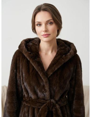 CHAQUETON MARRON DE PELO EFECTO VISON ELEGANTE | OTOÑO INVIERNO