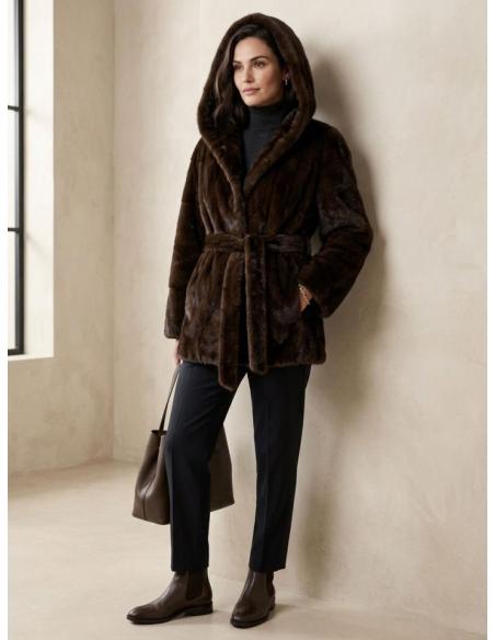 CHAQUETON MARRON DE PELO EFECTO VISON ELEGANTE | OTOÑO INVIERNO