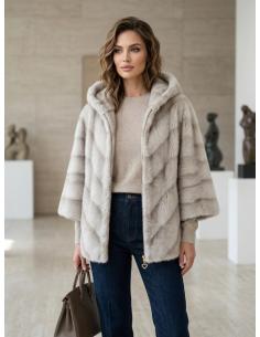 CHAQUETON BEIGE DE PELO EFECTO VISON MODA MUJER URBANA | OTOÑO INVIERNO 2