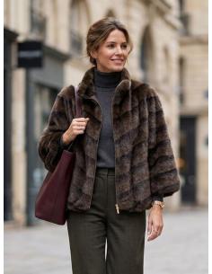 CHAQUETON MARRON DE PELO CORTO EFECTO VISON TACTO EXCEPCIONAL | OTOÑO INVIERNO 2