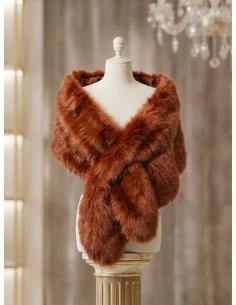 ESTOLA MARRON TEJA PELO PARA INVITADA Y MADRINA DE BODA | OTOÑO INVIERNO 2