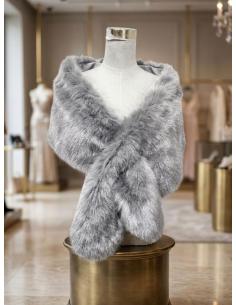 ESTOLA GRIS DE PELO PARA NVITADA Y MADRINA DE BODA | OTOÑO INVIERNO 2