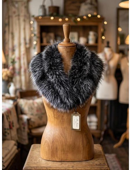 CUELLO SOLAPA PELO NEGRO BLANCO TACTO EXCEPCIONAL | BODA Y EVENTO