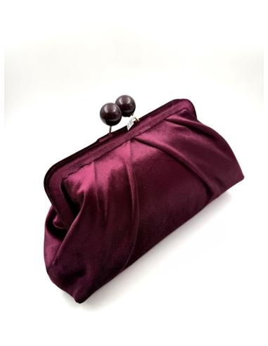 BOLSO ELEGANTE DE BOQUILLA PARA USOS DE FIESTA Y CASUAL ELEGANTE COLOR GRANATE VINO BURDEOS DORADO BODAS OTOÑO INVIERNO