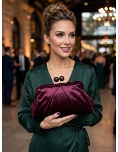 BOLSO ELEGANTE DE BOQUILLA PARA USOS DE FIESTA Y CASUAL ELEGANTE COLOR GRANATE VINO BURDEOS DORADO BODAS OTOÑO INVIERNO 2