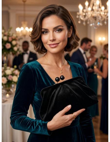 BOLSO ELEGANTE DE BOQUILLA PARA USOS DE FIESTA Y CASUAL ELEGANTE COLOR NEGRO